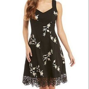 Donna Ricco Black Fit and Flare Floral Dress